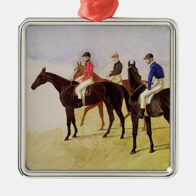 Studie av tre Steeplechasesprickor: Allen McDonoug Julgransprydnad Metall (Framsidan)