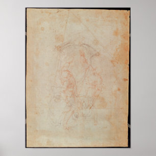 Studie av två hanar figurer poster