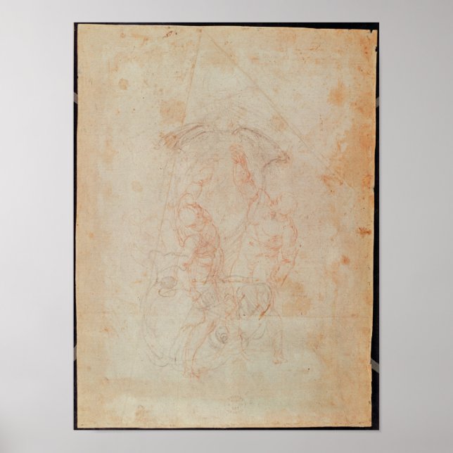 Studie av två hanar figurer poster (Framsidan)