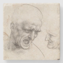 Studie av två krigarehuvud av Leonardo Da Vinci