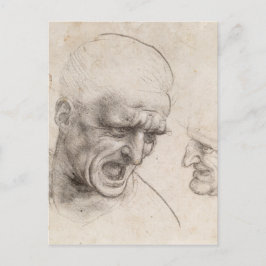 Studie av två krigschefer av Leonardo da Vinci Vykort