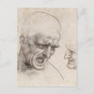 Studie av två krigschefer av Leonardo da Vinci Vykort