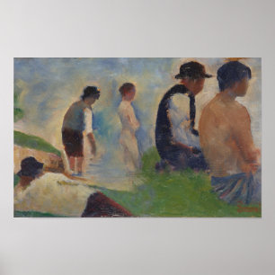 Studie för Bathers i Asnières Poster