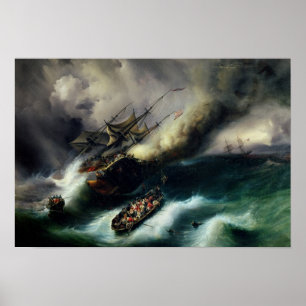 Studie för bränningen av "Kenten" i 1825 Poster
