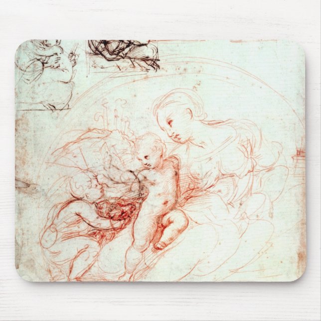Studie för den Alba Madonnaen, c.1508-09 Musmatta (Framsidan)