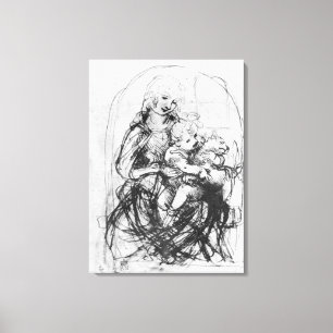 Studie för en Madonna med en katt, 1478-80 Canvastryck