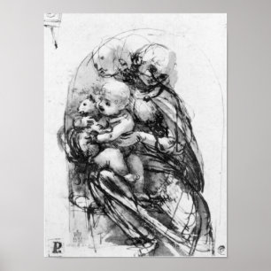 Studie för en Madonna med en katt, c.1478-80 Poster