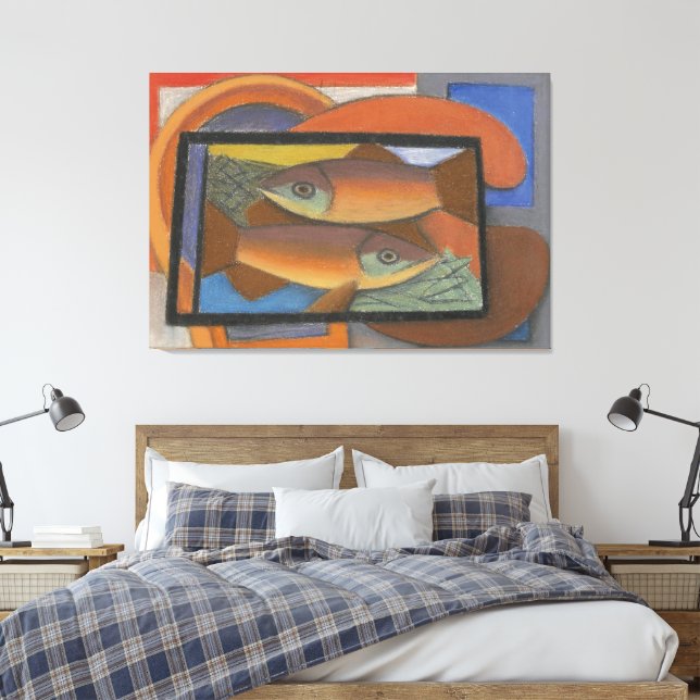 Studie för Fisk i glaslåda Canvastryck (Insitu (sovrum))