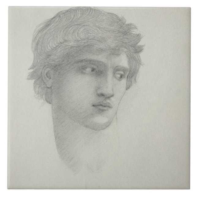 Studie för huvudet av Perseus (rita på papper), Kakelplatta (Framsidan)