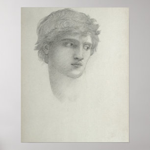 Studie för huvudet av Perseus (rita på papper), Poster