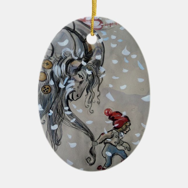 Studie för Julbacken (Yule Goat) 1911 Julgransprydnad Keramik (Framsidan)