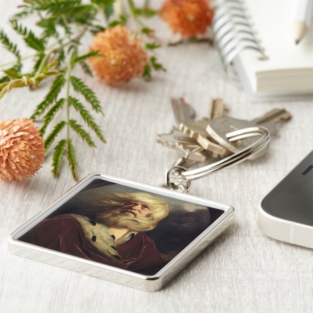 Studie för Kung Lear - Joshua Reynolds Fyrkantig Silverfärgad Nyckelring (Sidan)