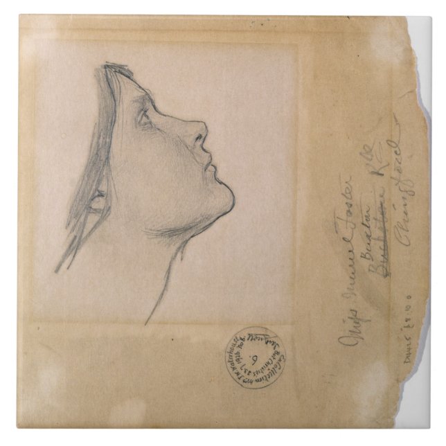 Studie för "Lamia", c.1904-05 (rita på papper), Kakelplatta (Framsidan)