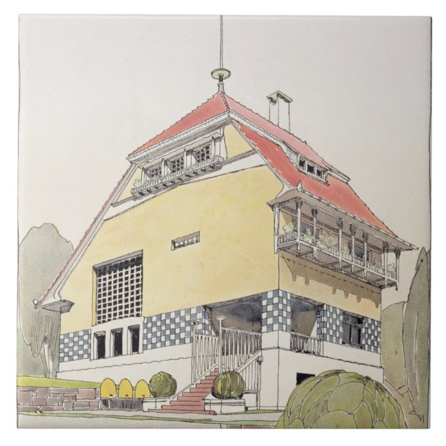 Studie för Olbrichs hus, Darmstadt, från 'Archit Kakelplatta (Framsidan)