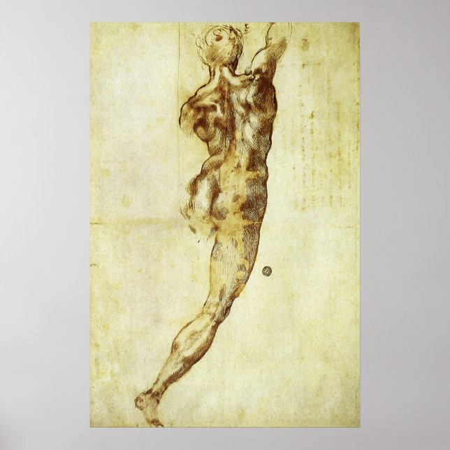 Studie för slaget vid Cascina av Michelangelo Poster (Framsidan)