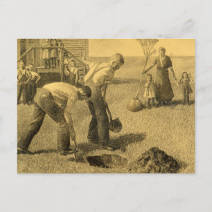 Studie för Tree Planting Group, 1937 av Grant Wood Vykort