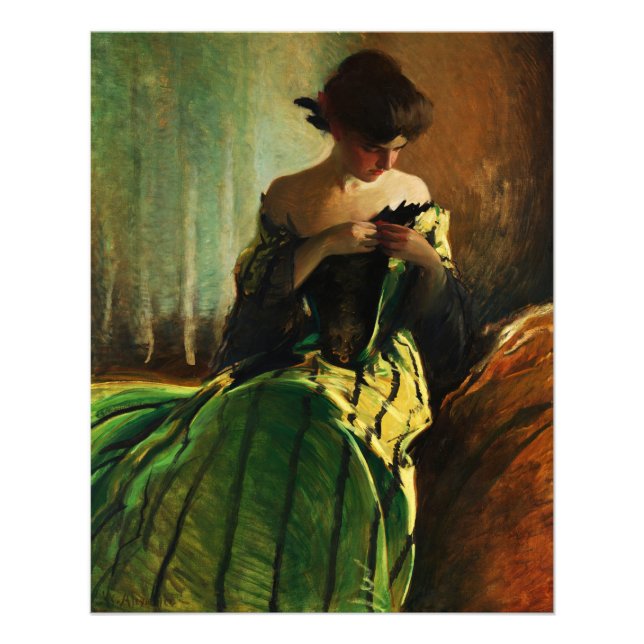 Studie i Black and Grönt av John White Alexander Fototryck (Framsidan)