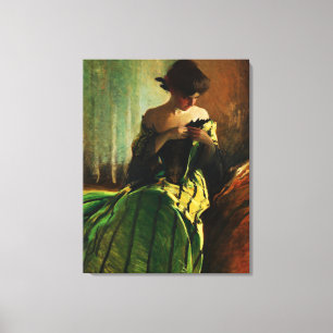 Studie i svart och grönt av John White Alexander Canvastryck