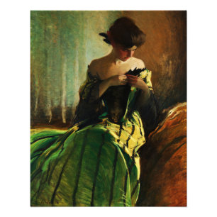 Studie i svart och grönt av John White Alexander Fototryck