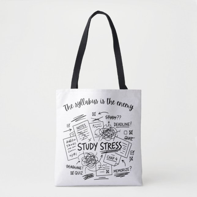 Studie Stress Estetisk Tote Bag | Rolig Student  Tygkasse (Framsida)