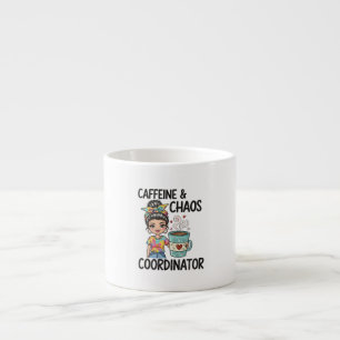 Studiebränsle-mugg för collegetjejer kaffe & kaos espressomugg