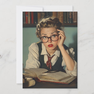 Studiefärgade kvinnor i Vintage Stil Inbjudningar