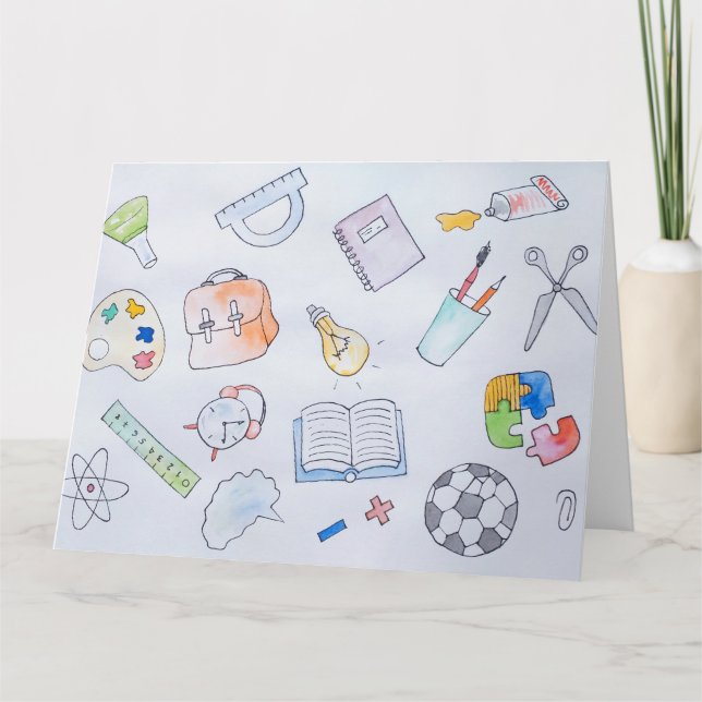 Studieförråd i back to school, skolan kort (Framsida)