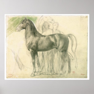 Studien av en häst med figurer, c.1861 Edgar Dega Poster
