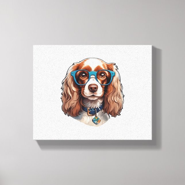 Studien Dog Puppy Pooch Cute Funny Glasses Study Canvastryck (Framsida)