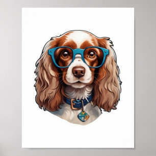 Studien Dog Puppy Pooch Cute Funny Glasses Study Poster