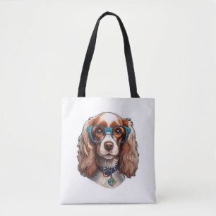 Studien Dog Puppy Pooch Cute Funny Glasses Study Tygkasse