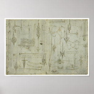 Studier av vapen, Leonardo Da Vinci Poster