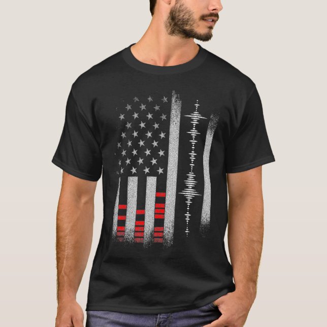 Studio Audio Ingenjör USA flagga Ljud Guy Tech T Shirt (Framsida)