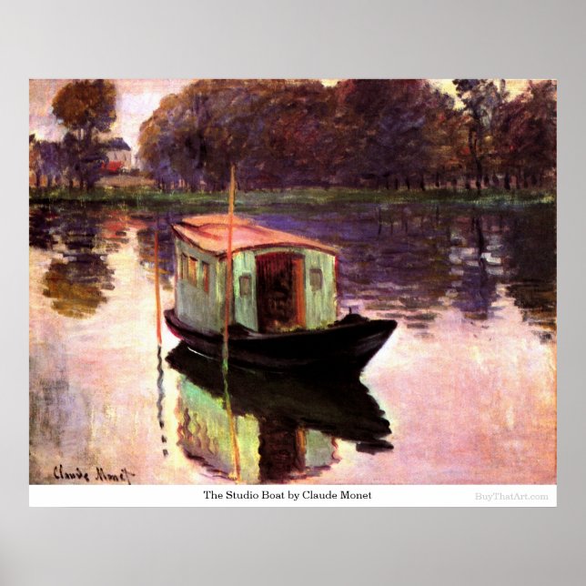 Studio Boat av Claude Monet Poster (Framsidan)