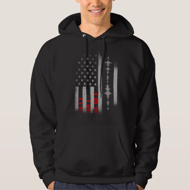 Studio Ljudtekniker USA Flagga Ljudtekniker Tech Hoodie (Framsida)