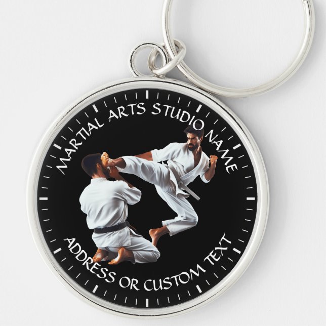 Studio Martial Arts Jiu-jitsu Karate Taekwondo Rund Silverfärgad Nyckelring (Framsidan)