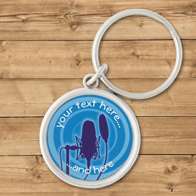 Studio Microphone Rund Silverfärgad Nyckelring (Skapare uppladdad)