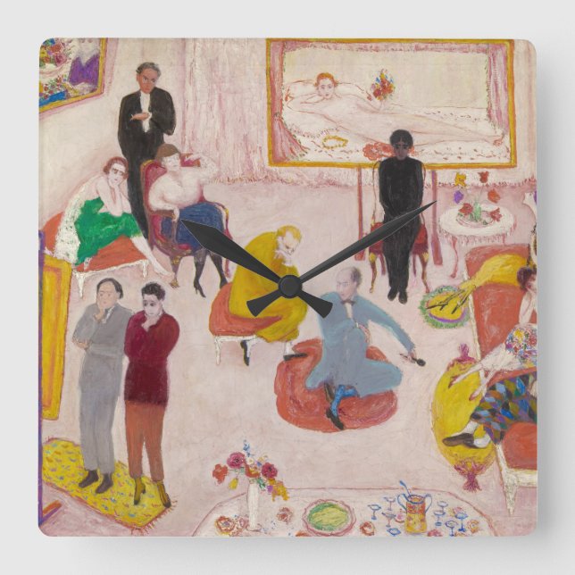 Studio Party av Florine Stettheimer Fyrkantig Klocka (Framsida)