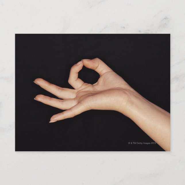 Studio shot of hand gesturing a Sign Vykort (Framsida)