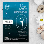 Studioklasser för Yoga-instruktörsstudier i marin  Flygblad<br><div class="desc">Modern blåfärgad övertoningsombre med stjärnor,  geometriska former och yoga attityder Yoga-instruktörslärarstudielärarklasser för reklam och pris lista. Lägg till dina media,  logotyp,  social,  adress och tidsschema.</div>
