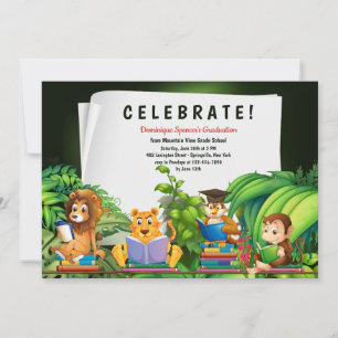 Studious Jungle Animals Studenten-inbjudan Inbjudningar
