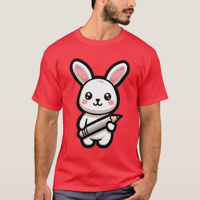 Studious Kawaii Bunny T Shirt (Framsida)