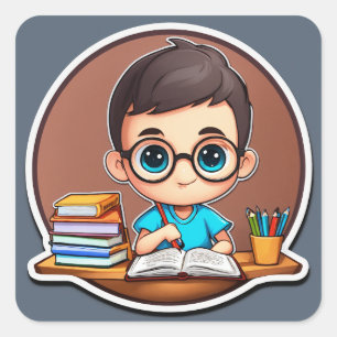 Study Buddy Fyrkantigt Klistermärke