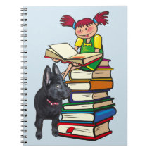 Study Buddy GSD Puppy & School Girl på Bokar