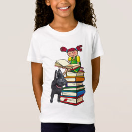 Study Buddy GSD Puppy & School Girl på Bokar T Shirt