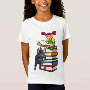 Study Buddy GSD Puppy & School Girl på Bokar T Shirt