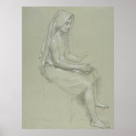 Study for Seated Female Figur by Bouguereau Poster