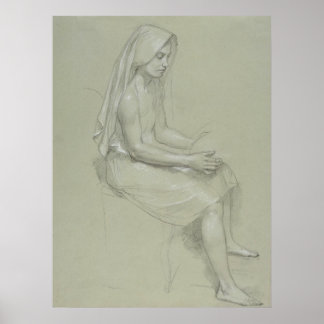 Study for Seated Female Figur by Bouguereau Poster