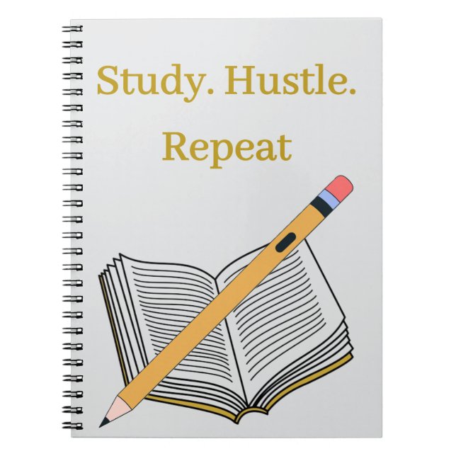 Study. Hustle. Repeat – Custom Spiral Notebook Anteckningsbok (Framsidan)