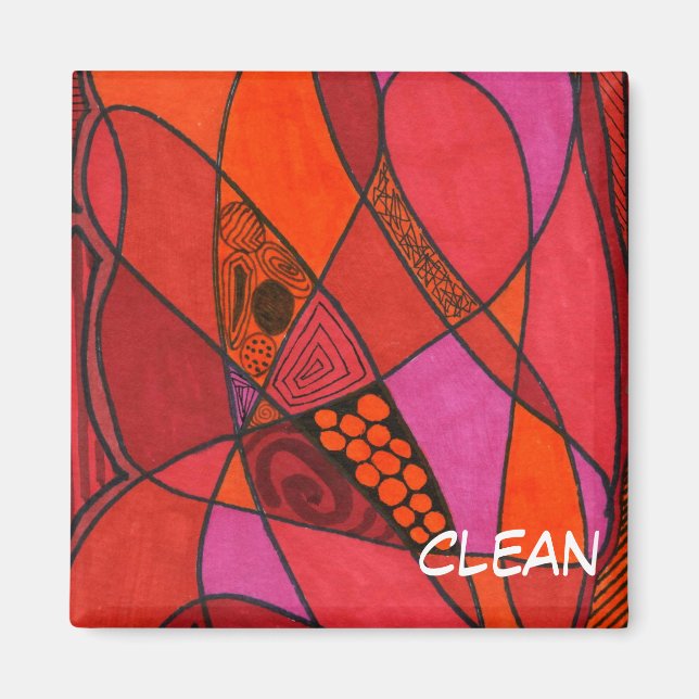 "Study in " Abstrakt Dishwasher Status Magnet (Framsidan)